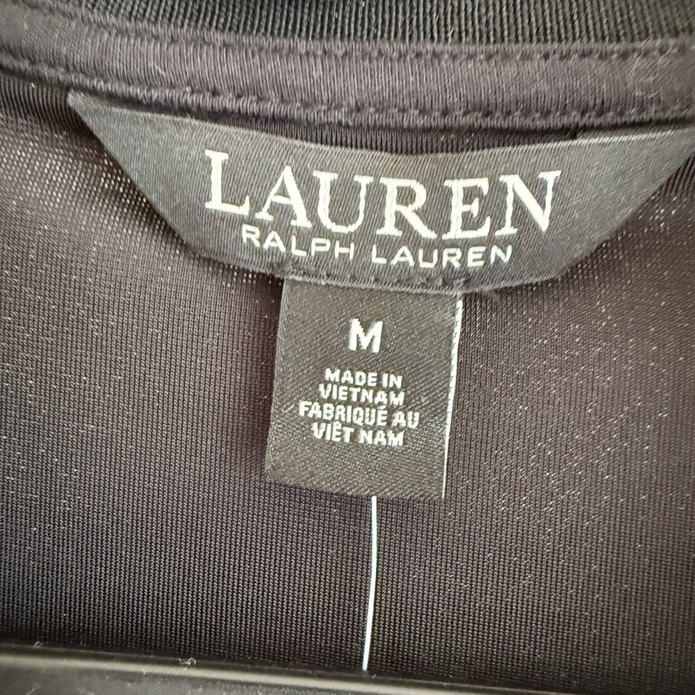 Ralph Lauren Black Velvet Polo with Embroidered Rhinestone's  Logo - size M - Picture 5 of 9